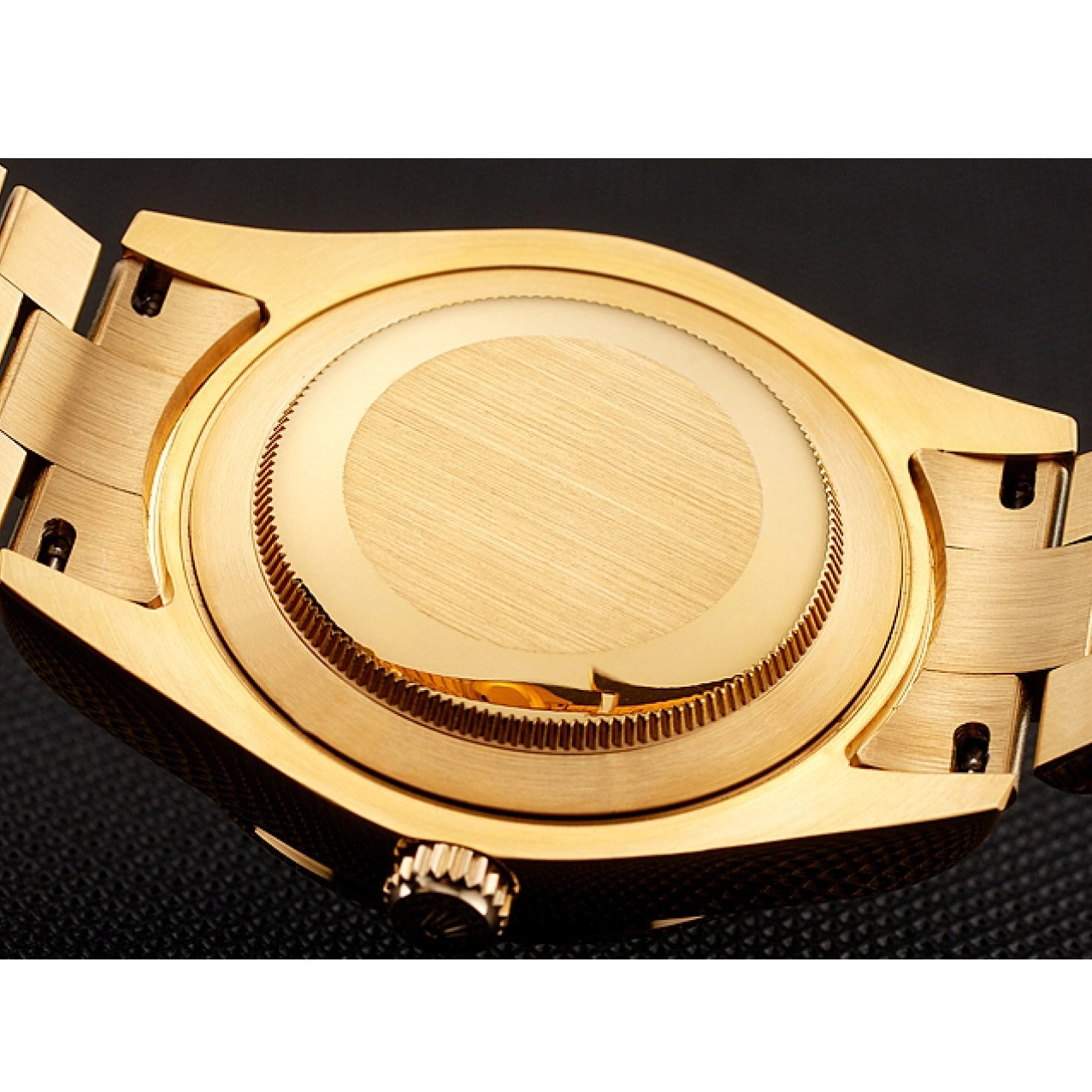 Aaa replica watch 1454099 Bezel Diamond Dial Champagne Gold Rolex Swiss Day-Date Bracelet 0721